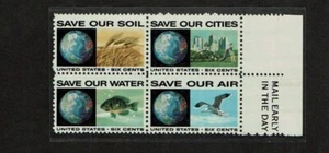 1970 U.S. Commem 6c Anti-Pollution Set MAIL EARLY Block of 4 Sc#1410-13 M/NH/OG - Picture 1 of 1