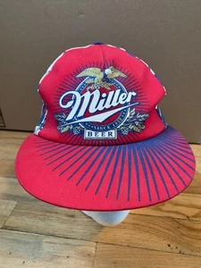 Vintage Miller Bier All Over Print rot weiß blau Snapback Hut selten - Bild 1 von 3