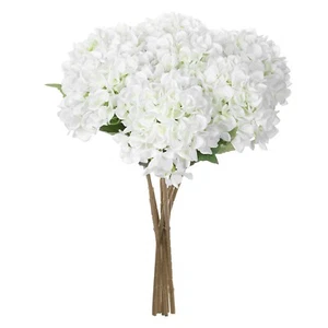EZFLOWERY 5 Pcs Artificial Silk Hydrangea Flowers 18'' Bouquet Arrangement White - Picture 1 of 9