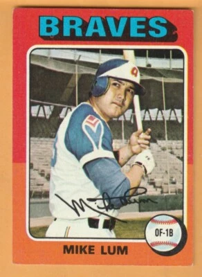 Mike Lum Atlanta Braves 1975 Topps #154 BYU Cougars Brigham Young - Image 1 of 2