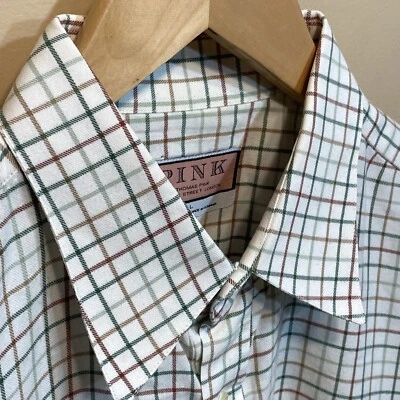 Camisa de vestir Thomas rosa para hombre a cuadros en L beige verde rojo moda polo llamativo A8 Foto 1 de 4
