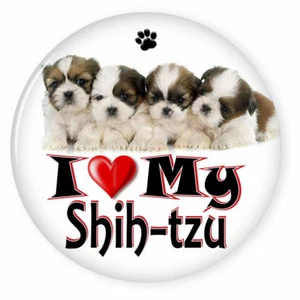 BOTÓN TRASERO PIN DE SEGURIDAD DE 3" I LOVE MY SHIH-TZU PERRO CACHORRO - Imagen 1 de 2