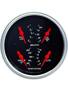 Auto Meter 3-3/8 Quad Gauge 100PSI,100-250F,8-18V,240-33 Designer Black (1412) - Picture 1 of 12
