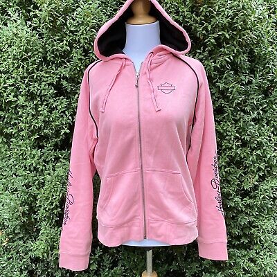 Harley Davidson Women’s Full Zip Hoodie Sweatshirt Large Pink Script Sleeves GUC • 29.88€