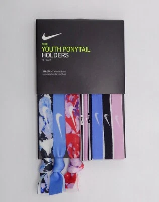 Nike Pony Tail Holders 9 Pack Youth Lt Arctic Pink/White/Royal - Image 1 of 2