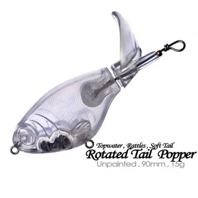 10PCS 9CM 15G Topwater Rotated Tail Popper DIY Unpainted Bait Blank Fishing Lure - Image 1 of 4