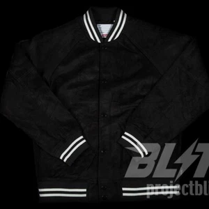 SS17 SUPREME SUEDE VARSITY JACKET BLACK SIZE M MEDIUM 2017 - Picture 1 of 4