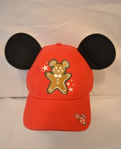 Walt Disney World Gingerbread Man Mickey Mouse Christmas Red Hat Cap Adjustable - Picture 1 of 5