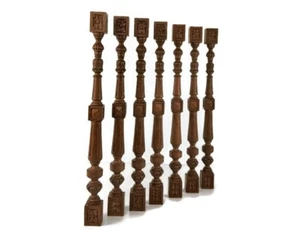 set of 7 corbels Poles Finials, salvaged architectural carved wood antique recla - Picture 1 of 10