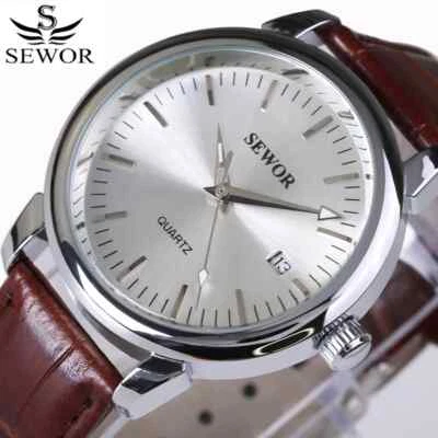 Reloj de pulsera mecánico automático de cuerda automática para hombre con fecha correa de cuero analógico Foto 1 de 4