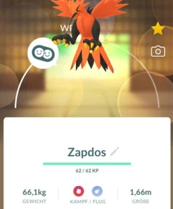 !!! Pokémon GO NEW Legendary GALARIAN ZAPDOS Trade RARE Galar Zapdos Tausch !!! - Bild 1 von 3