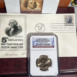 Father of Our Country; George Washington 2007P NGC BU 1ST Day + 1962 FDC X333 - Picture 1 of 7