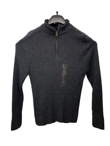 Field & Stream Zip Ribbed Mockneck Sweater Men's Size M Charcoal Marl It/459 - Picture 1 of 7