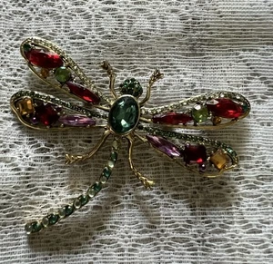 "Nuevo broche prendedor libélula diamantes de imitación grande de joyería de moda multicolor" - Imagen 1 de 5