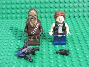 Lot of 2 LEGO Star Wars minifigs Chewbacca Han Solo Minifigures 75159 75290 HC62 - Picture 1 of 2