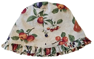Longaberger Basket Liner Fruit Medley Over The Edge Ruffles Off White Vibrant - Picture 1 of 6