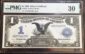 1899 $1 Silver Certificate Black Eagle Fr.233 PMG 30 VF Teehee Burke Eye Appeal  - Picture 1 of 2