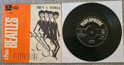 The Beatles i feel fine 1964 Vg/Vg Norway 45 single Re-Press  Black Labels RARE. - Image 1 of 2