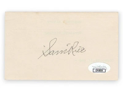 Sam Rice Signed Autographed 3X5 Index Card Senators Hall of Famer JSA CF45854 - Image 1 of 2