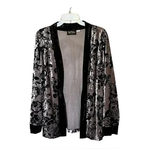Bob Mackie Crushed Velvet Abstract Rose Woven Cardigan-Latte-3X-NEW-A344973 - Picture 1 of 1