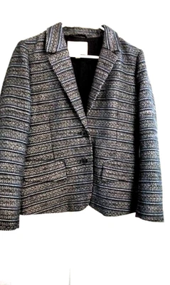 Lucky Brand tweed blazer jacket two buttons lined Navy/White 10 - Изображение 1 из 4