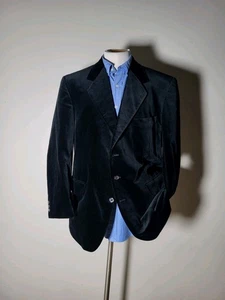 Blazer 44R Furstenberg Jet Negro Terciopelo Algodón Chaqueta para Fumar Formal - Imagen 1 de 7