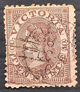 1866-Victoria Australia 10d Dl Pple on Pink Laureate Stamp P13 WMK 10 used £7.5 - Picture 1 of 2
