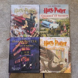 Harry Potter Illustrated Collection Books 1-4 Hardcover DJ Rowling Jim Kay - Picture 1 of 4