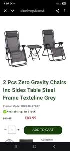 3PC Zero Gravity Recliner Chairs Set With Table & Cup Holders, Light Grey - Picture 1 of 2