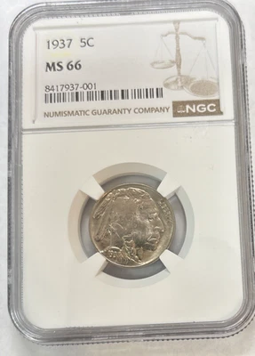 1937 Buffalo níquel cinco centavos NGCMS 66 precioso Foto 1 de 4
