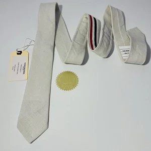 THOM BROWNE New York Natural White Classic Tie In Crispy Linen 56x2.25” NWT - Picture 1 of 14