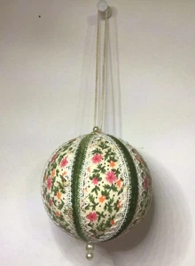 Blumen Stoff bezogen Styroporkugel Ornament Kunstperlen Perlen Band Spitze Vintage - Bild 1 von 14
