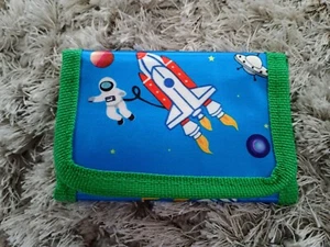 wallet rip strip Tri fold Rocket and Astronaut Kids Childs School photo window - Picture 1 of 3