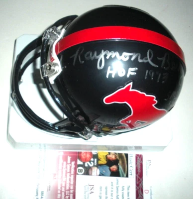 RAYMOND BERRY SMU MUSTANGS,BALTIMORE COLTS LAST ONE JSA/COA SIGNED MINI HELMET - Image 1 of 2