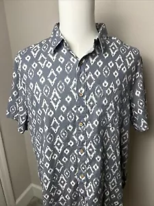 Lucky Brand Herren Hemd Leinenmischung gräulich bläulich geometrische Formen Größe Large - Bild 1 von 13