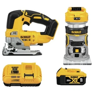 DEWALT DCK201P1 20V MAX XR BL Jig Saw & Compact Router Woodworking CK (5 Ah) New - Picture 1 of 2