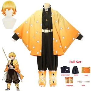 Anime Demon Slayer Kimetsu no Yaiba Agatsuma Zenitsu Cosplay Costume Halloween - Afbeelding 1 van 11