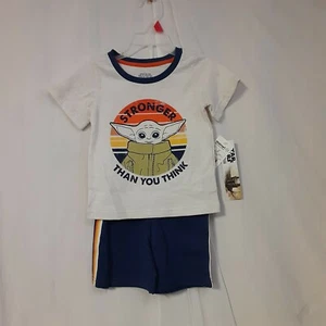 Star Wars Yoda 2T Toddler Boys Outfit Set Shirt Shorts Stronger than you think - Picture 1 of 7