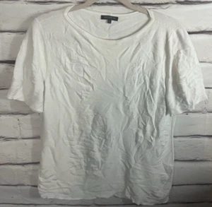 Lafayette 148 New York Damenbluse Größe L weiß Kurzarm Struktur - Bild 1 von 4