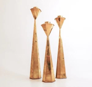 Eine Gruppe von 3 Kerzenleuchtern Messing - Schweden Mid Century - Bild 1 von 15