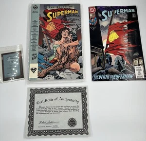 DEATH OF SUPERMAN TPB 4 x SIGNIERT 1970/5000 DC COMICS (1993) DYNAMIC FORCES COA - Bild 1 von 21