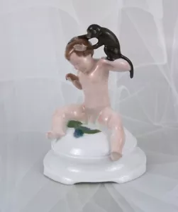 Rosenthal Figur Liebermann "Lausige Geschichte" Putto mit Affe Figurine 1910 - Bild 1 von 5