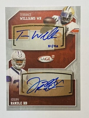 2013 SAGE 2 Terrance Williams Joseph Randle 21/40 Dallas Rookie Autograph Jsy # - Image 1 of 4