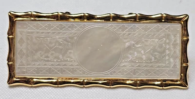 14K золото брошь перламутр w/старинный азиатский игровой счетчик 585/14K 11 граммов - Изображение 1 из 4