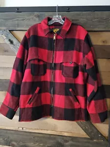 Vintage Woolrich Wool Jacket Large Buffalo Plaid Talon Zipper Check Red Zip Men - Picture 1 of 9