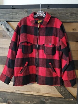 Vintage Woolrich Wool Jacket Large Buffalo Plaid Talon Zipper Check Red Zip Men - Image 1 of 4