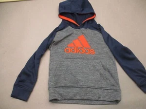 ADIDAS Size S (8) Boys Multicolor Front Pocket Fleece Lined Athletic Hoodie 359 - Picture 1 of 8