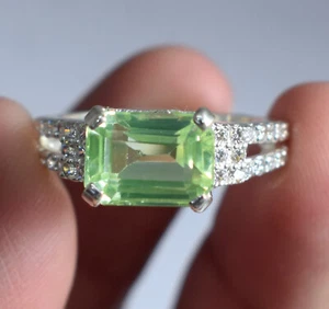 Zertifiziert Natürlich Olivgrün Peridot 7.41 Karat Smaragdschliff Edelsteine Neu - Bild 1 von 7