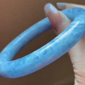 57mm Inside Diameter Natural Blue Aquamarine Gemstone Crystal Bangle - Bild 1 von 9