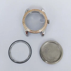 Steel Watch Case With Paved Back And Sapphire Glass Parts For NH35/36 Movement - Picture 1 of 17